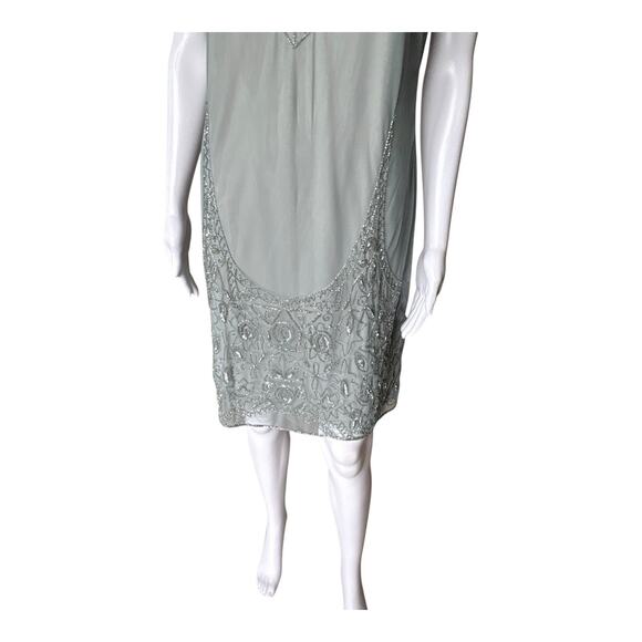 ADRIANNA PAPELL Womens Size US 10 Sage Green Sleeveless Beaded Evening Dress NWT - Picture 8 of 12